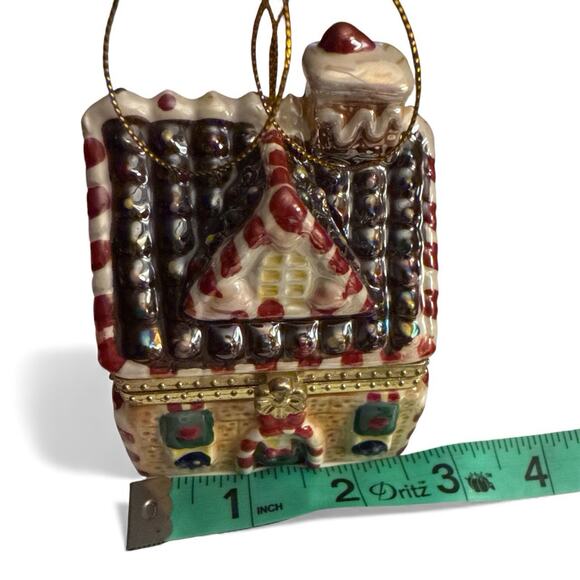 Mr. Christmas Hinged Gingerbread House Trinket Music Box Ornament Works Great - Picture 8 of 10